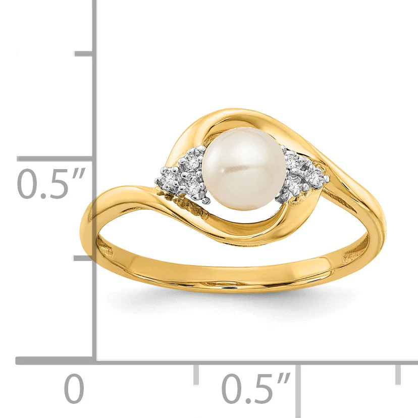 Anillo de Perla Cultivada de Agua Dulce y Diamante de 14k en Oro - Image 9