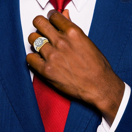 Anillo de Diamante Cultivado en Laboratorio de 1 qt con Lados A canalados 10kt para Hombre - Image 4