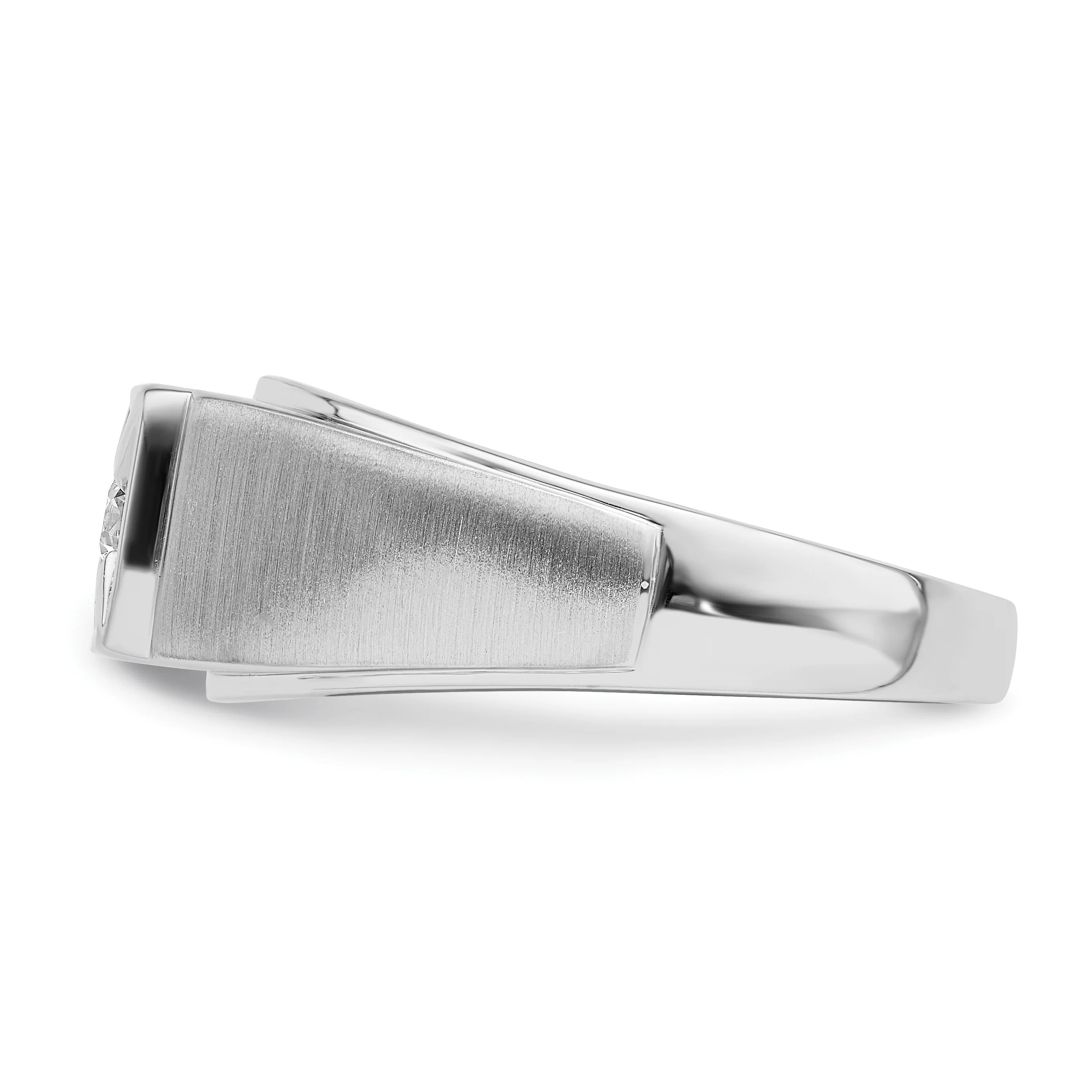 Anillo de Hombre de Oro Blanco Pulido y Satinado de 14K con Diamantes - Image 3