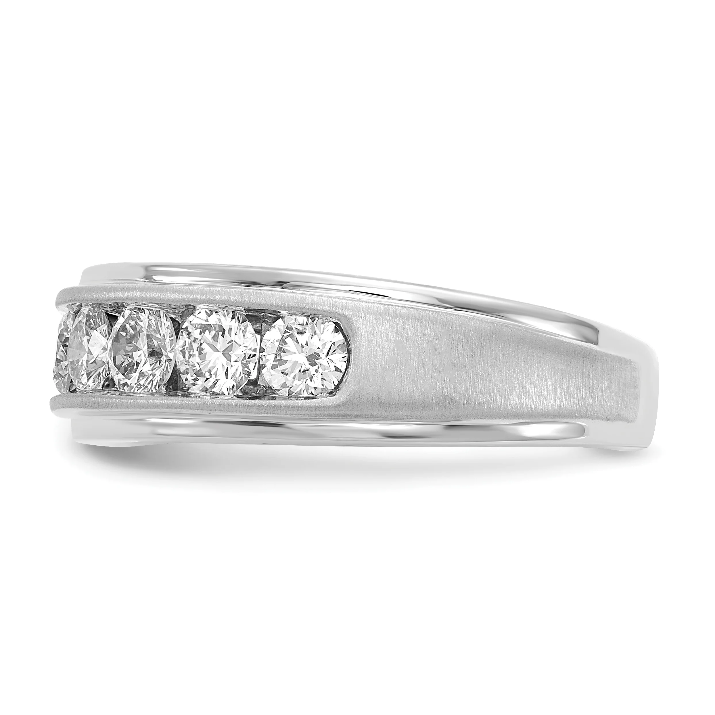 Anillo para Hombre de Oro 10k Cepillado con Diamante Creado en Laboratorio (VS/SI FGH)-Alianza de Boda Completa - Image 4