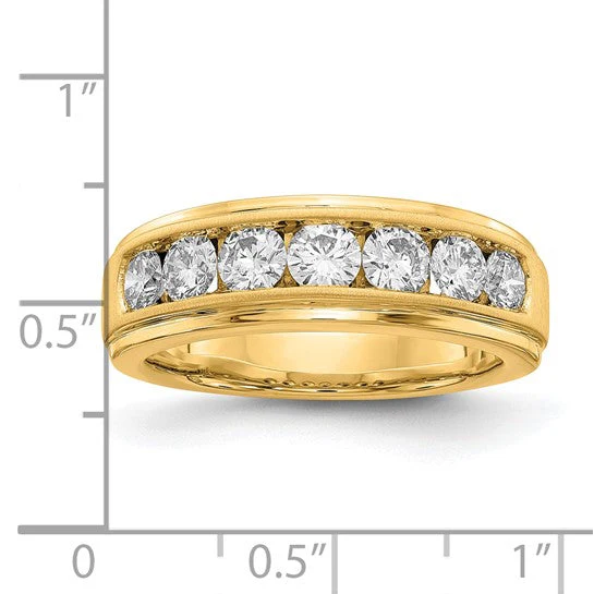 Anillo para Hombre de Oro 10k Cepillado con Diamante Creado en Laboratorio (VS/SI FGH)-Alianza de Boda Completa - Image 8