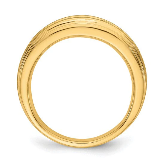 Anillo para Hombre de Oro 10k Cepillado con Diamante Creado en Laboratorio (VS/SI FGH)-Alianza de Boda Completa - Image 9