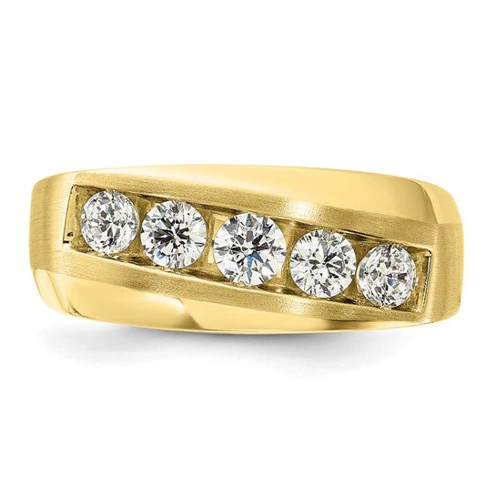 Anillo para Hombre de Oro 10k con 5 Diamantes Creados en Laboratorio (VS/SI FGH)-Completo - Image 10