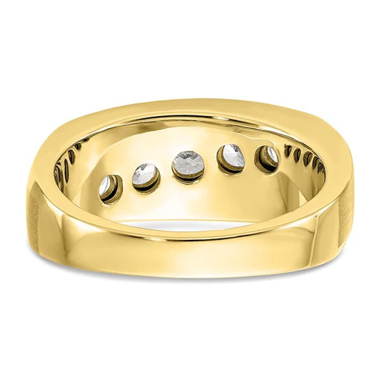 Anillo para Hombre de Oro 10k con 5 Diamantes Creados en Laboratorio (VS/SI FGH)-Completo - Image 11