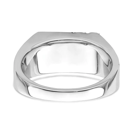 Anillo para Hombre de Oro Blanco 14k con Ónix, Diamantes y Acabado Pulido/Satinado - Image 4