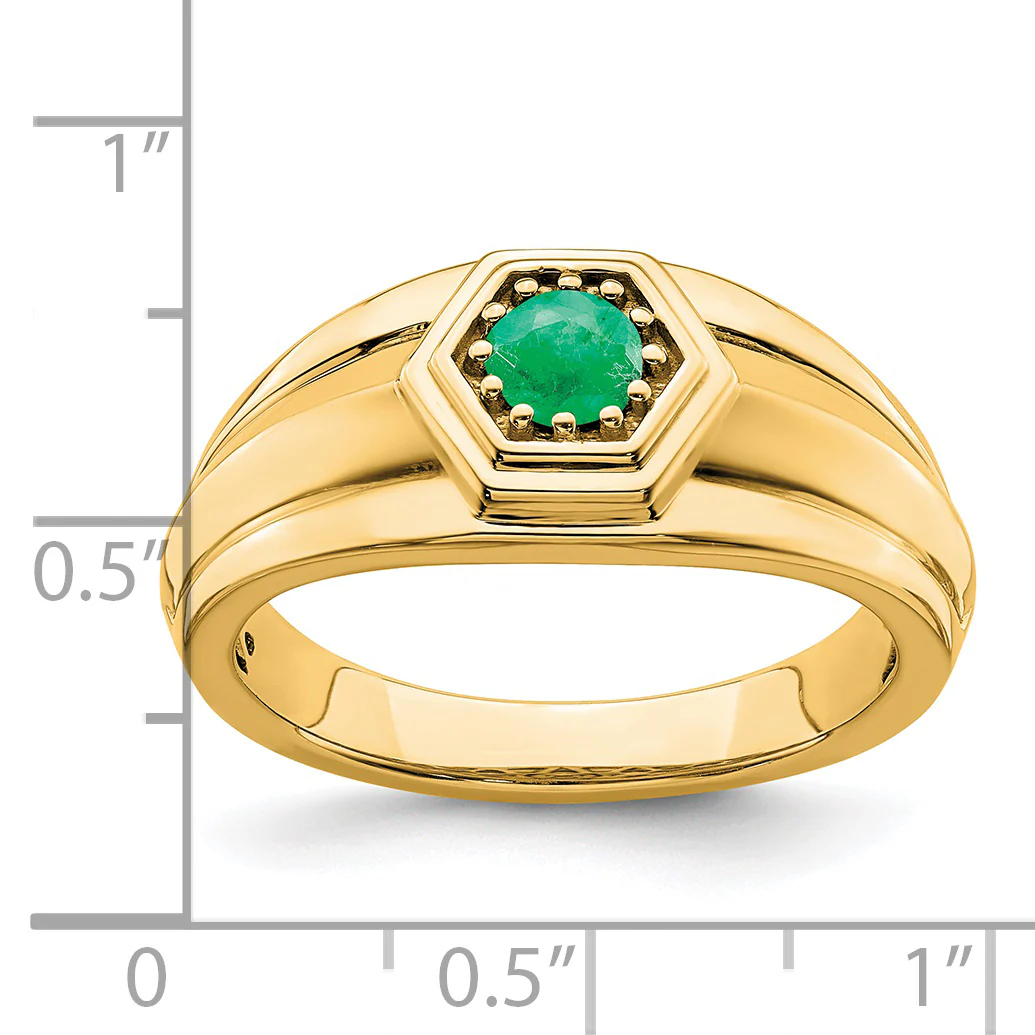 Anillo para Hombre de Oro Amarillo 14k con Esmeralda - Image 2