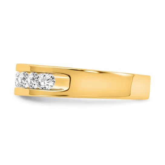 Anillo de Boda para Hombre en Oro Amarillo 10k con 10 Diamantes Lab Creado en Canal - Image 3