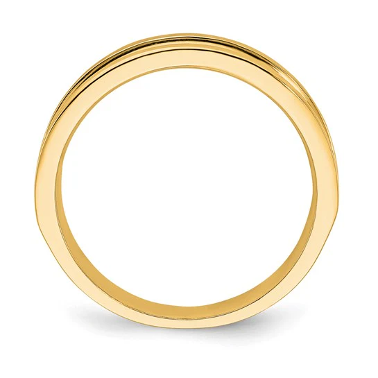 Anillo de Boda para Hombre en Oro Amarillo 10k con 10 Diamantes Lab Creado en Canal - Image 4