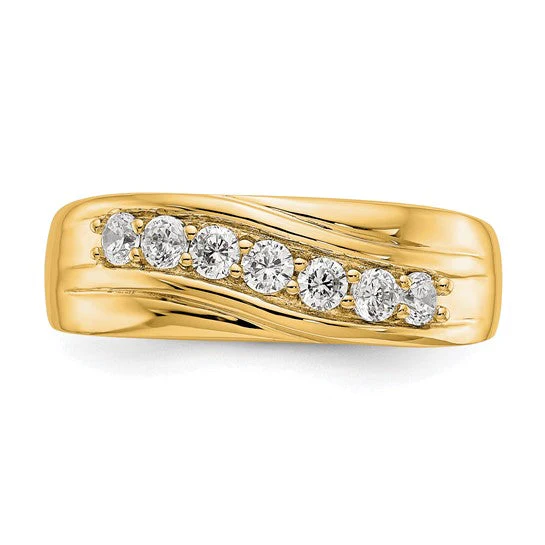 Anillo de Boda para Hombre en Oro  14k con Diamantes Lab Creado (1/2 quilate) - Image 11