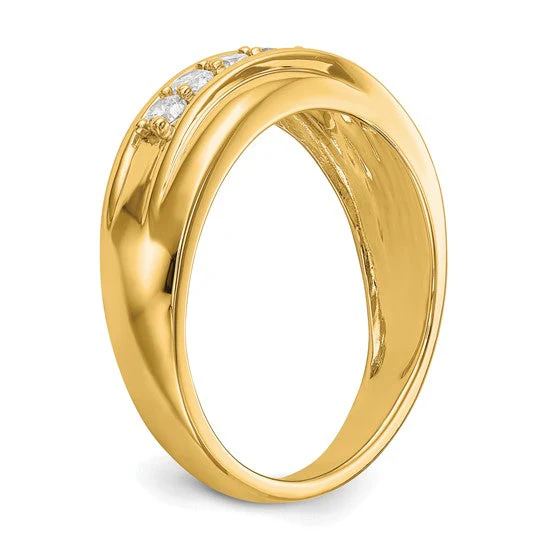 Anillo de Boda para Hombre en Oro  14k con Diamantes Lab Creado (1/2 quilate) - Image 14
