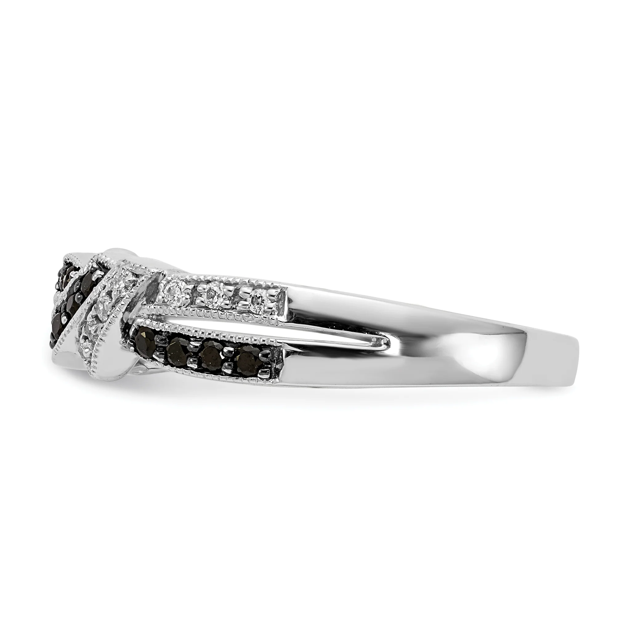 Anillo de Oro Blanco de 14k con Rodio Negro y Diamantes Blancos y Negros - Image 3