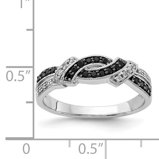Anillo de Oro Blanco de 14k con Rodio Negro y Diamantes Blancos y Negros - Image 6