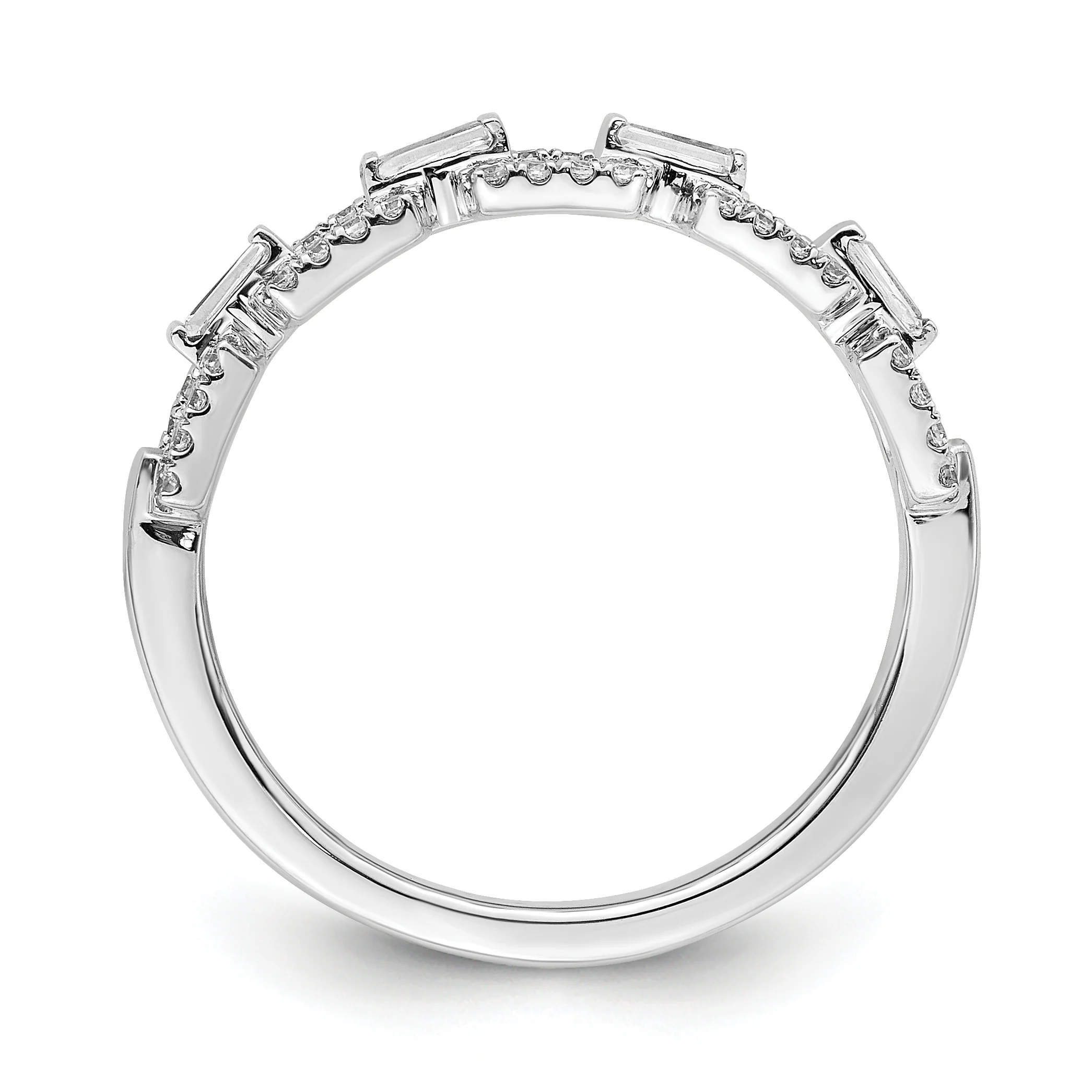 Anillo de Oro Blanco de 14k Pulido con Diseño de Cuadrados y Diamantes - Image 2