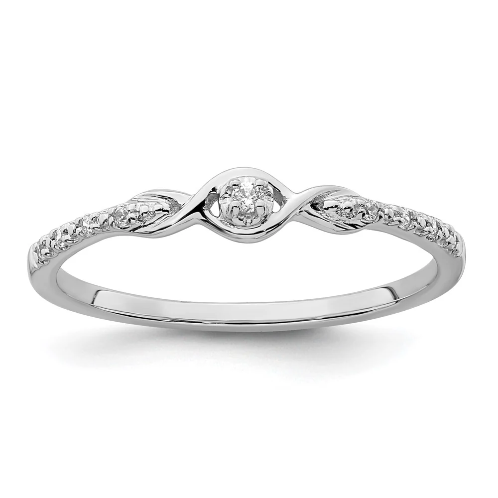 Anillo de Promesa en Oro Blanco de 14k Pulido con Diamantes