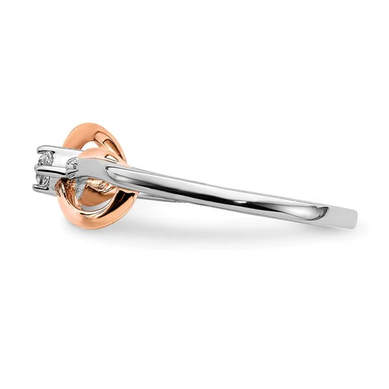 Anillo de Infinito en Oro Bicolor Blanco y Rosa de 14k Pulido con Diamante - Image 3