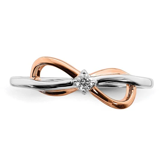 Anillo de Infinito en Oro Bicolor Blanco y Rosa de 14k Pulido con Diamante - Image 4