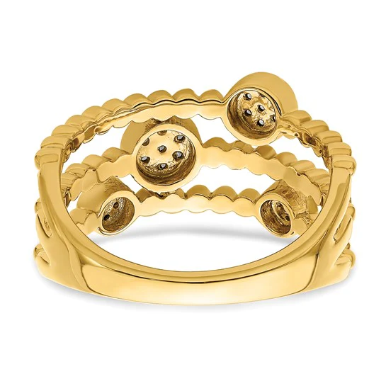 Anillo de Múltiples Bandas con Círculos de Pavé en Oro Amarillo de 14k Pulido con Diamantes - Image 2