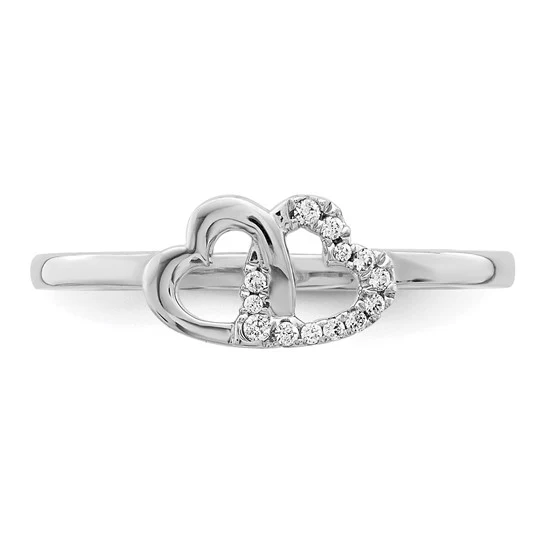 Anillo de Corazones Dobles con Diamantes de Oro Blanco de 14k - Image 4