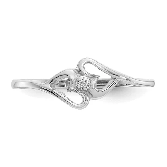 Anillo de Corazón con Diamante AA en Oro Blanco de 14k Pulido - Image 2