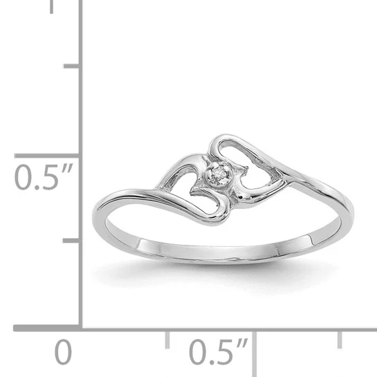Anillo de Corazón con Diamante AA en Oro Blanco de 14k Pulido - Image 4