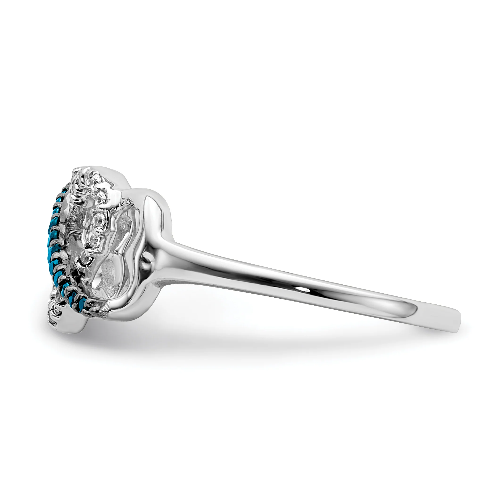 Anillo de Corazón y El Infinito con Diamantes Azules y Blancos en Oro Blanco de 14k - Image 3