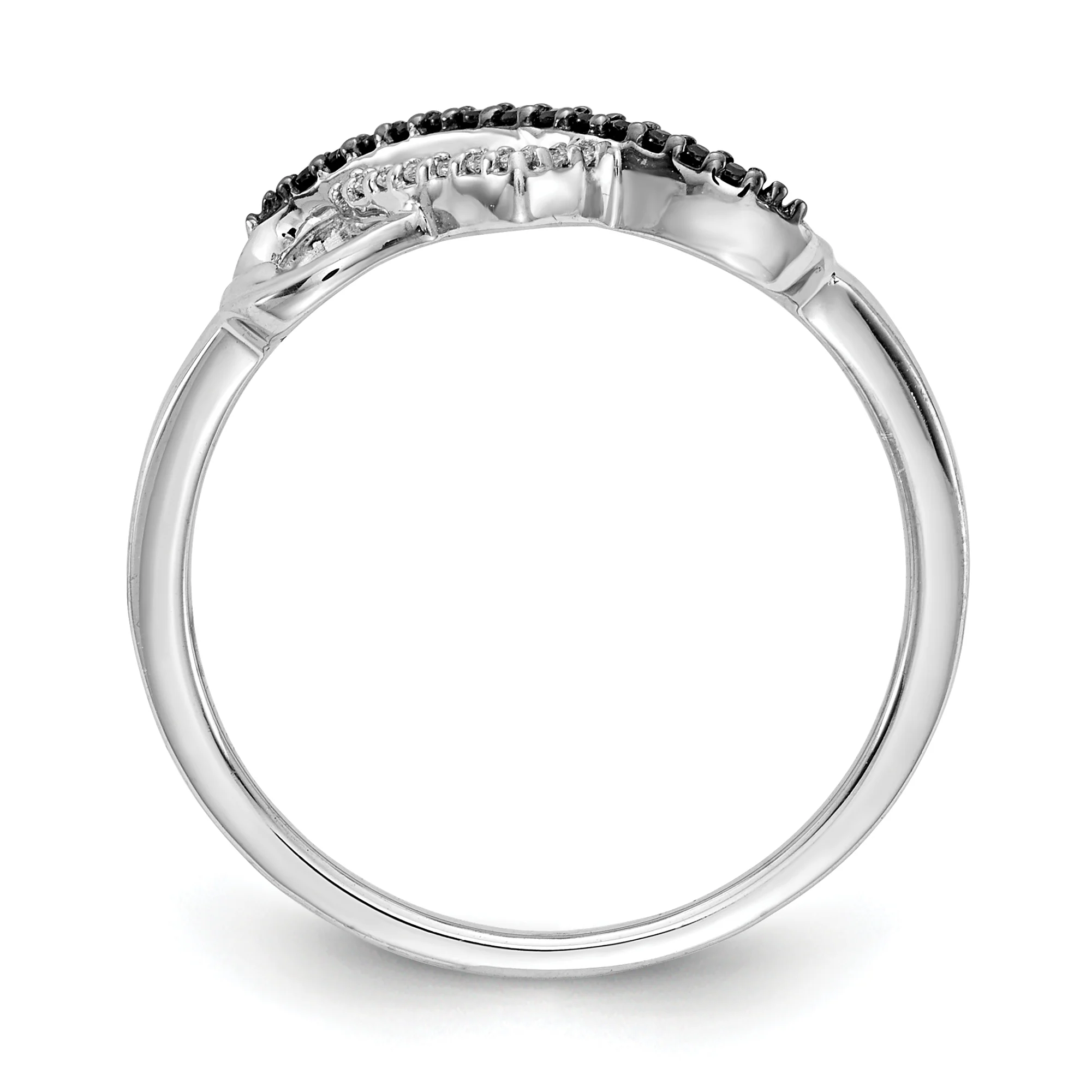 Anillo de Diamante con Corazón y El Infinito en Oro Blanco de 14k con Diamantes Negros y Blancos - Image 3