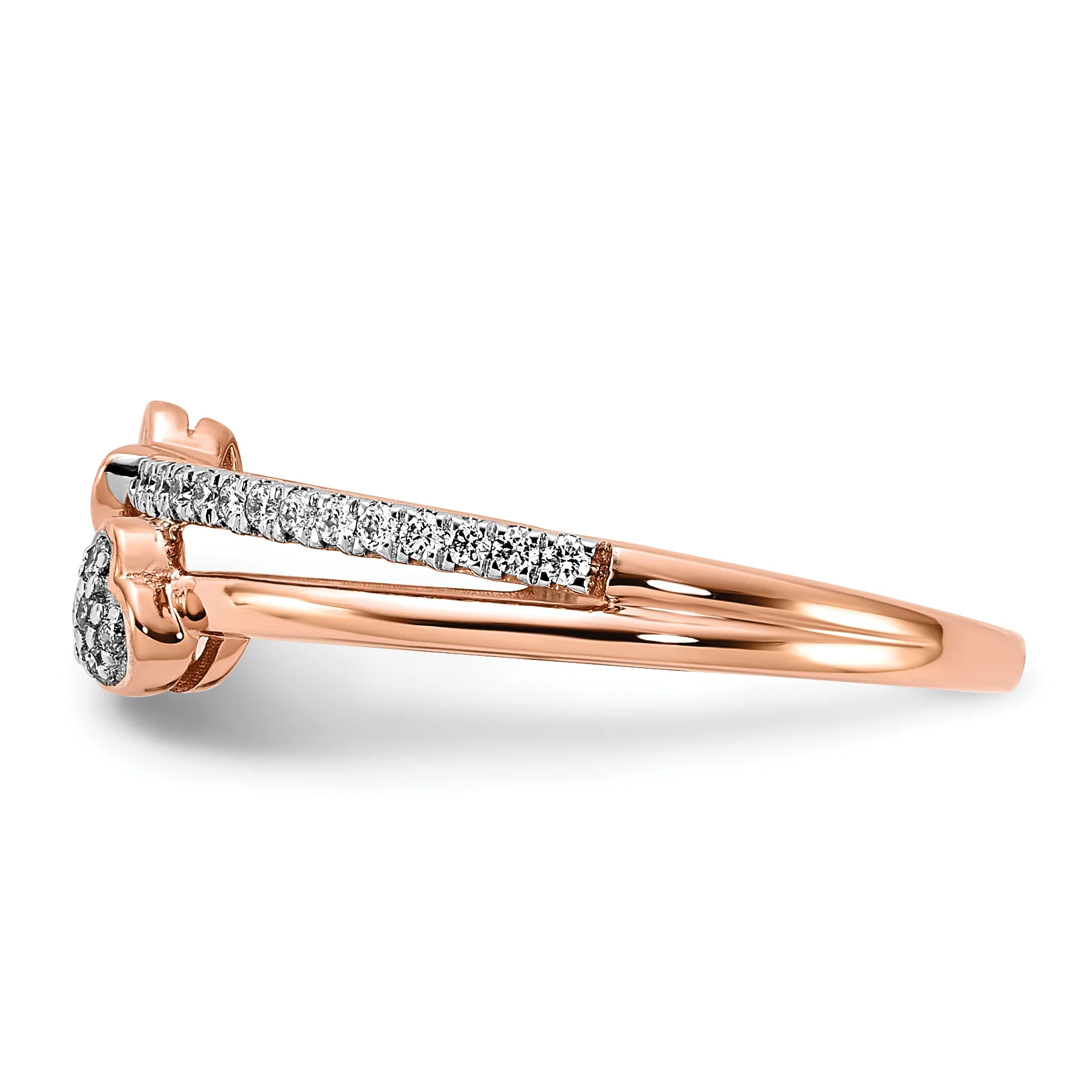 Anillo de Diamantes en Oro Rosa de 14k Pulido con Corazones - Image 3
