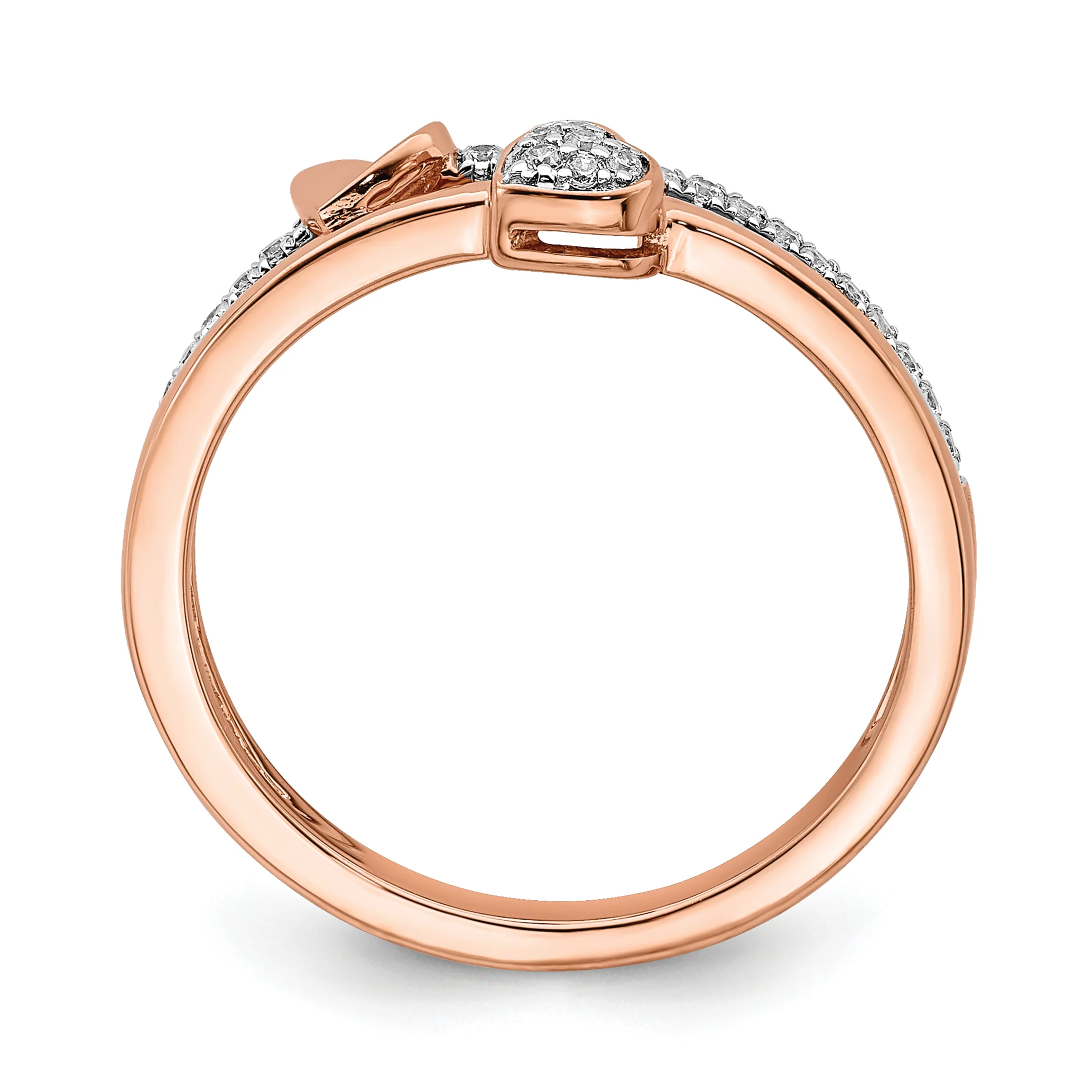 Anillo de Diamantes en Oro Rosa de 14k Pulido con Corazones - Image 5