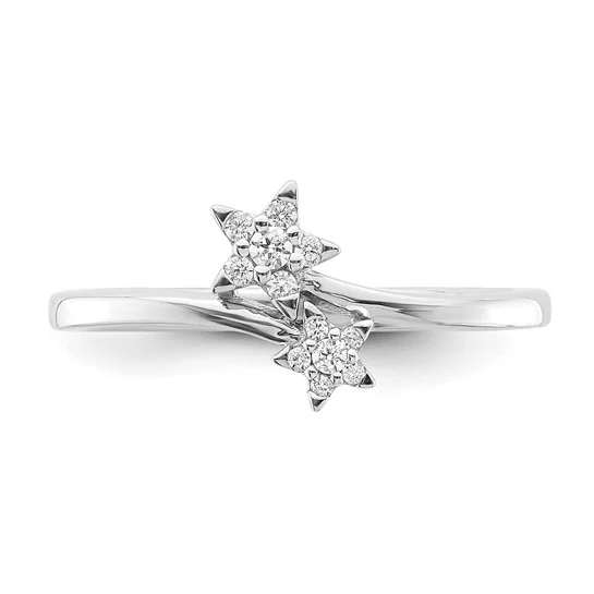 Anillo de Diamante en Oro Blanco de 14k con Estrella y Diseño Bypass - Image 4