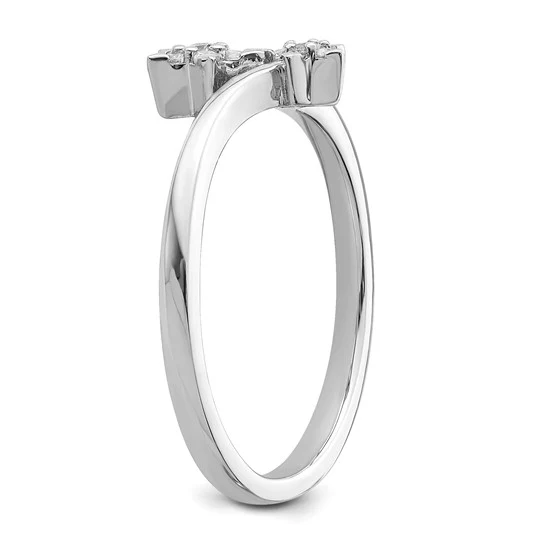 Anillo de Diamante en Oro Blanco de 14k con Estrella y Diseño Bypass - Image 7