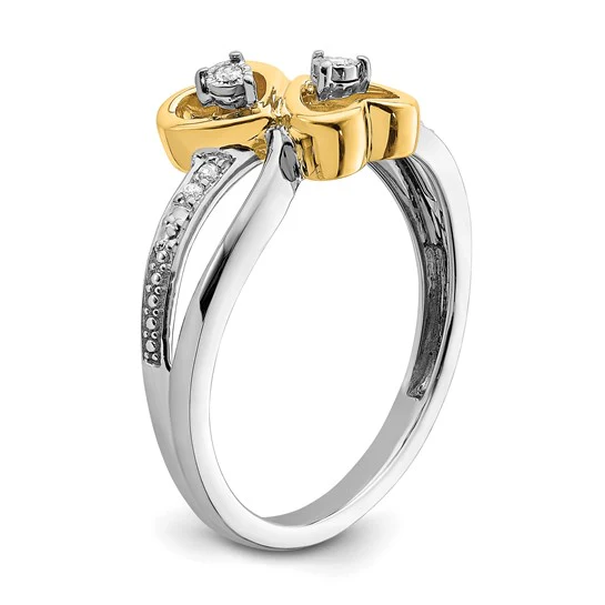 Anillo de Diamante de Corazón Doble Pulido en Oro Blanco y Amarillo de 14k - Image 7