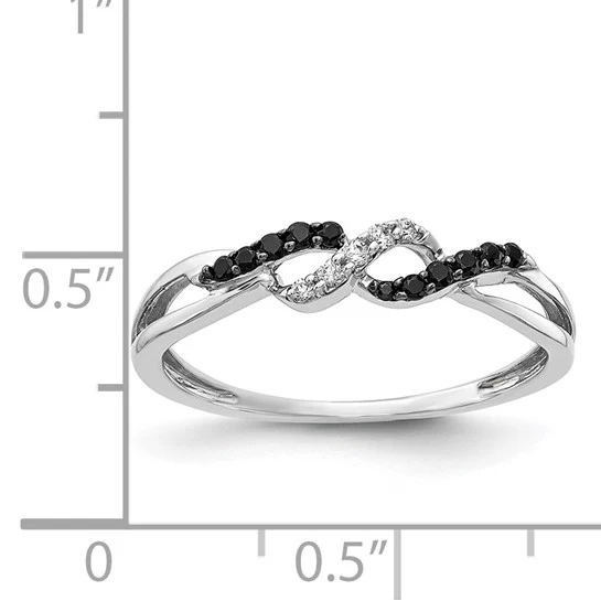 Anillo Twist con Diamantes Blancos y Negros en Oro Blanco de 14k - Image 4