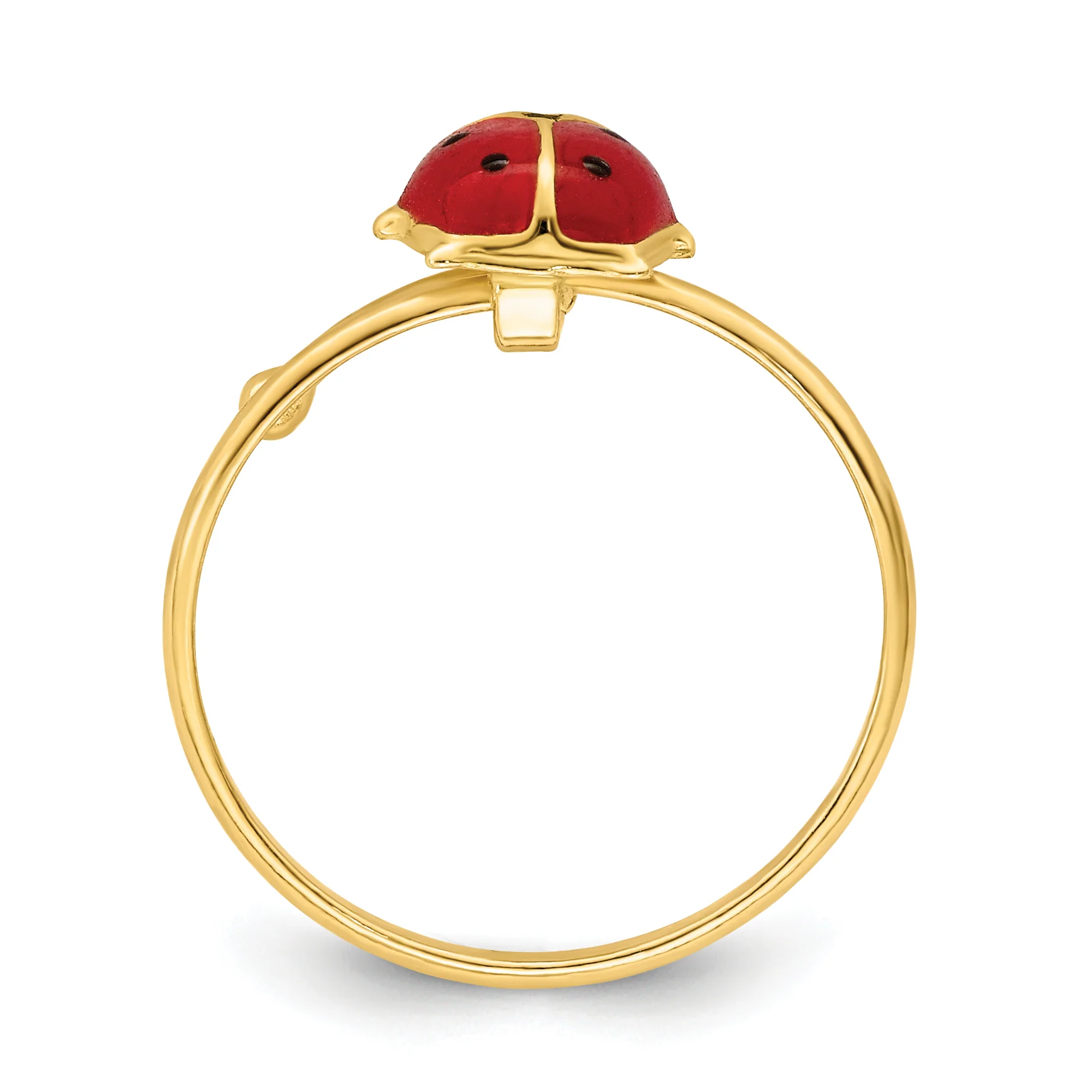 Anillo Ajustable para Niñas de Mariquita Esmaltada en Oro Amarillo de 14k - Image 2