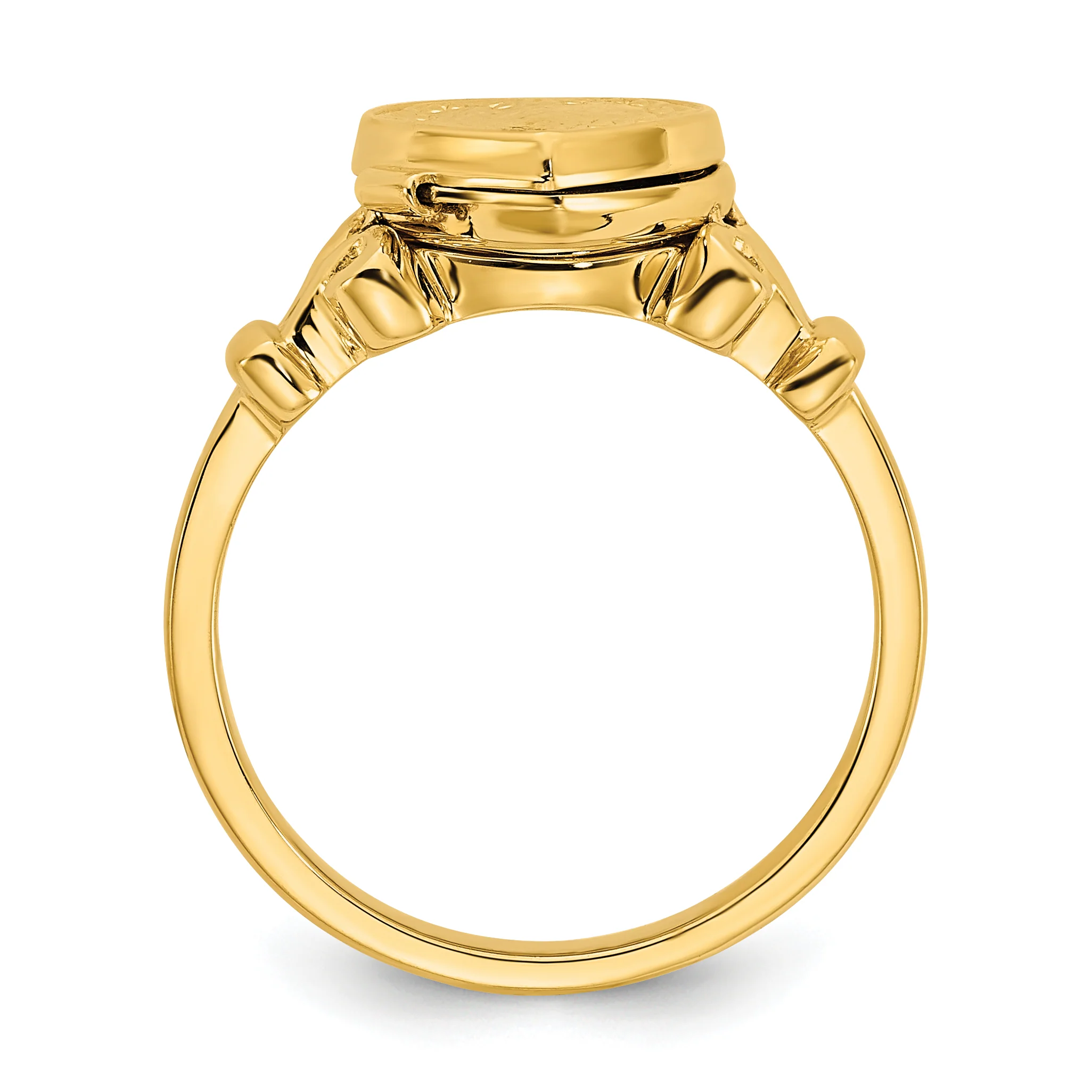 Anillo Locket Corazón de 14k con Incrustación de Tela y Detalles en Rosa - Image 2