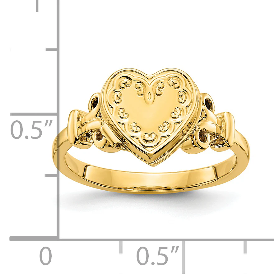 Anillo Locket Corazón de 14k con Incrustación de Tela y Detalles en Rosa - Image 3