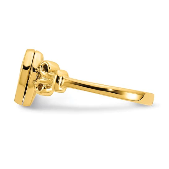 Anillo Locket Corazón de 14k con Incrustación de Tela y Detalles en Rosa - Image 4