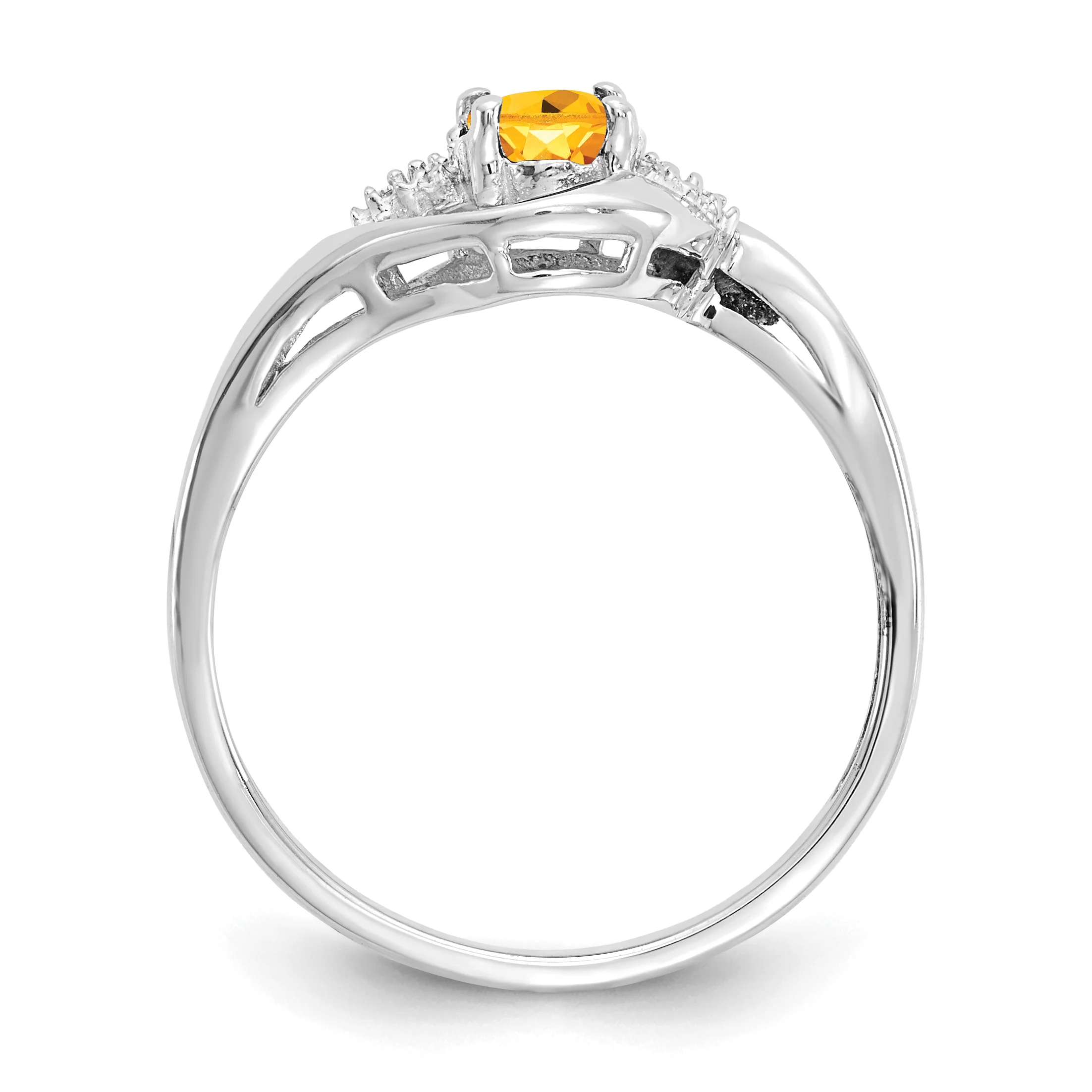 Anillo de Citrino y Diamante en Oro de 14k - Image 2