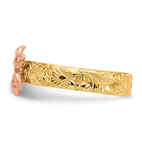Anillo para Bebé Plumeria Bicolor en Oro de 14k - Image 4