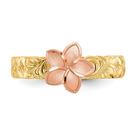 Anillo para Bebé Plumeria Bicolor en Oro de 14k - Image 5