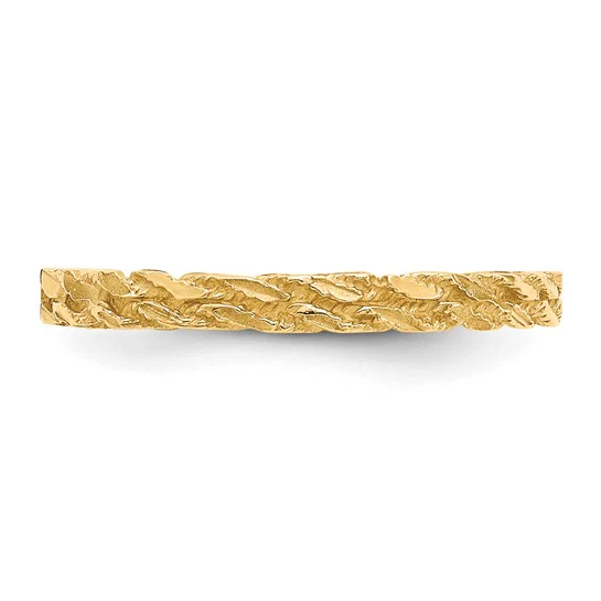 Anillo de Cuerda Cortada con Diamante en Oro Amarillo de 14k - Image 5