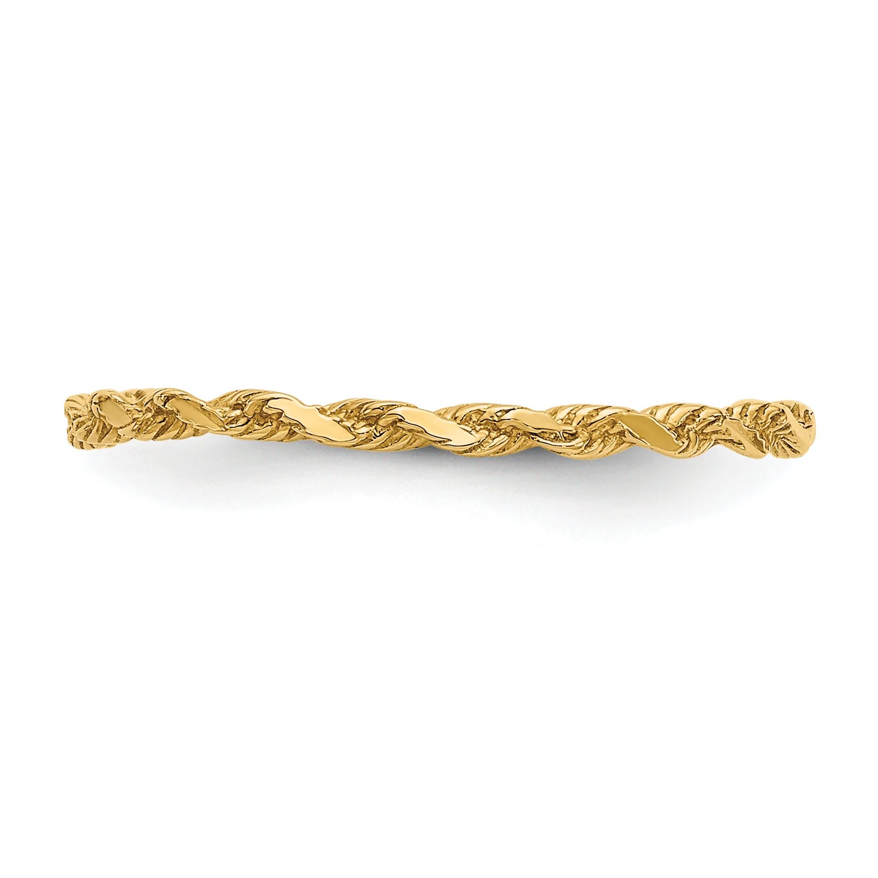 Anillo de Cuerda Texturizada con Talla de Diamante en Oro de 14k - Image 3
