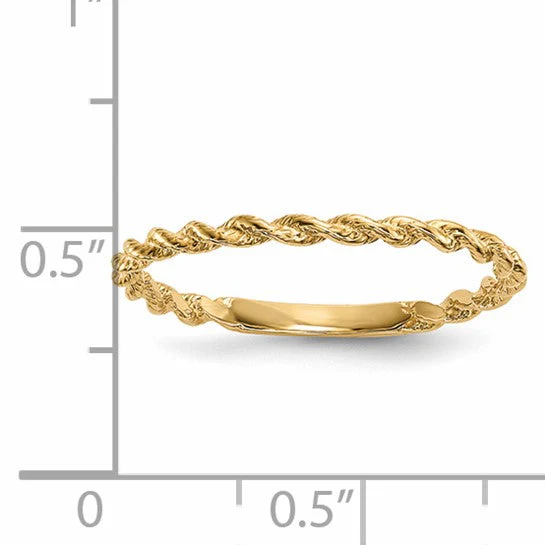 Anillo de Cuerda Torcida Pulida en Oro de 14k - Image 9