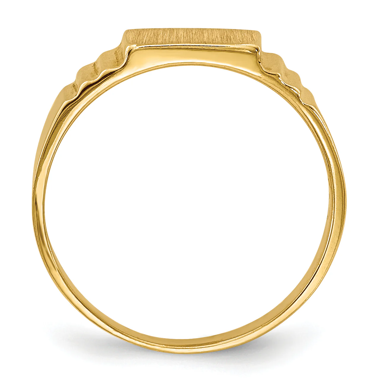 Anillo de Sello Rectangular Satinado para Bebé en Oro Amarillo de 14k - Image 2