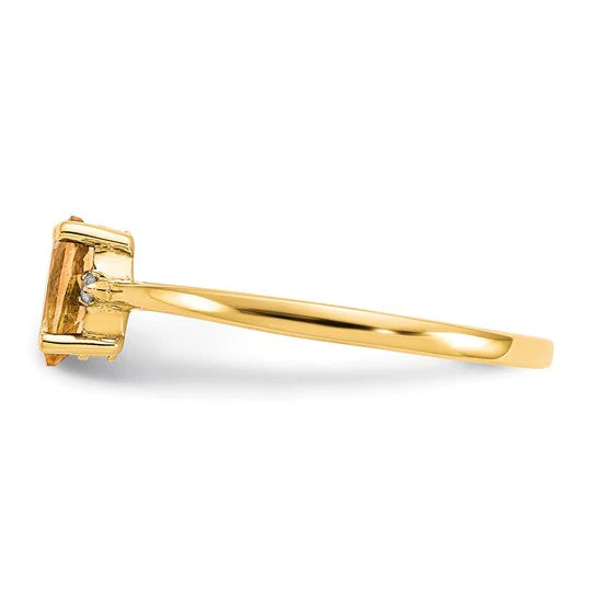 Anillo de Diamante y Citrino con Piedra de Nacimiento en Oro de 14k - Image 10