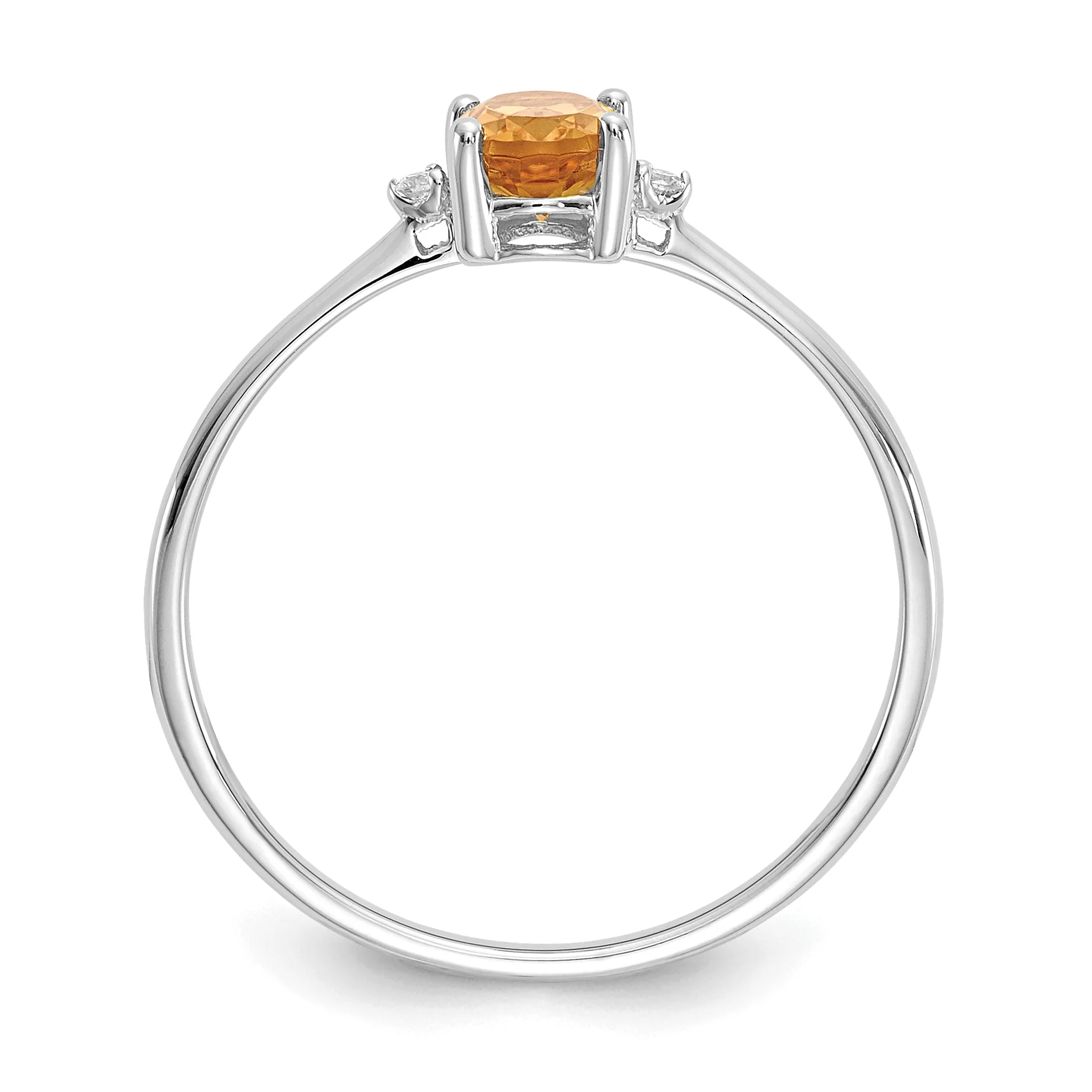 Anillo de Diamante y Citrino con Piedra de Nacimiento en Oro de 14k - Image 2