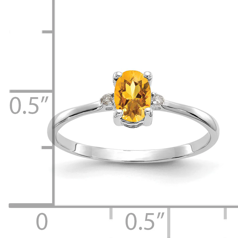 Anillo de Diamante y Citrino con Piedra de Nacimiento en Oro de 14k - Image 3