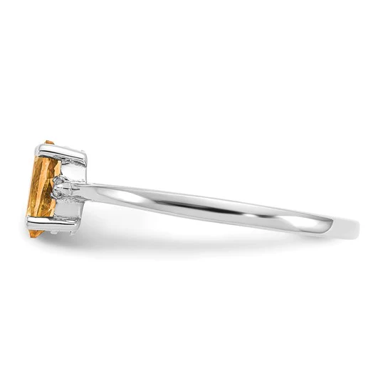 Anillo de Diamante y Citrino con Piedra de Nacimiento en Oro de 14k - Image 4