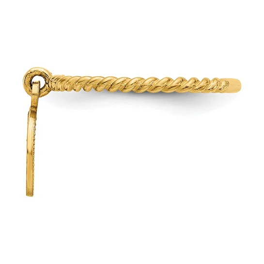 Anillo Infantil con Colgante de Ángel en Oro Amarillo Pulido de 14k - Image 4