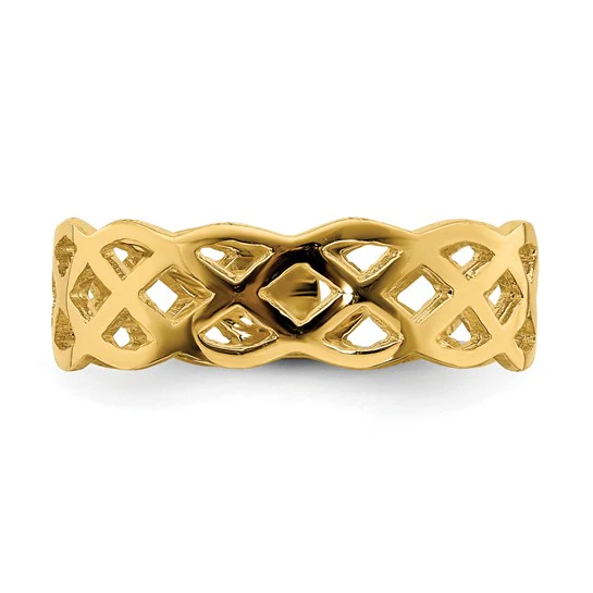 Anillo de Tejido Pulido en Oro Amarillo de 14k - Image 4