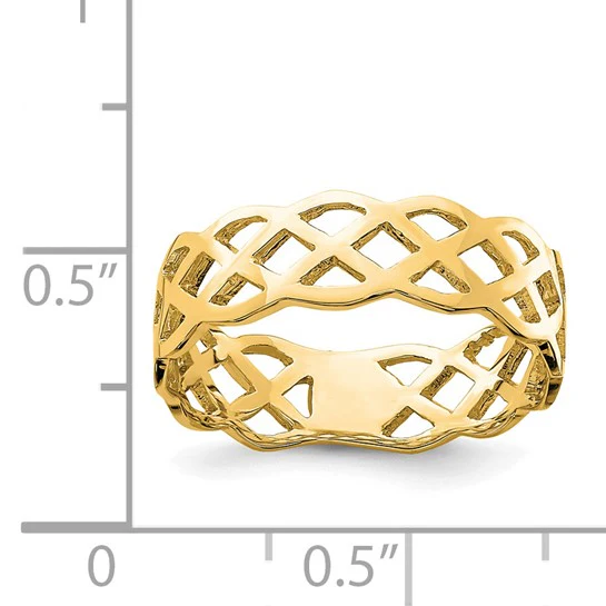 Anillo de Tejido Pulido en Oro Amarillo de 14k - Image 5